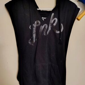 Sleeveless ink addict hooded sweatshirt